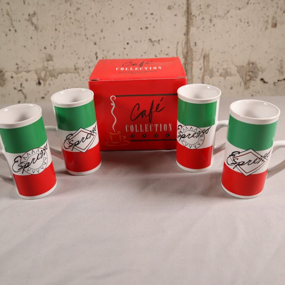 Papel Freelance Ceramic Espresso Coffee Cups Pre Owned Set of 4 w/Original Box